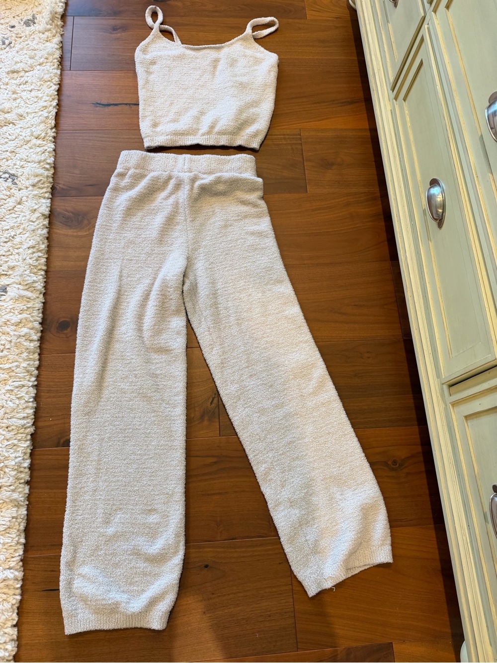 Sincerely Jules Cream Knit Crop Tank & Wide-Leg Pants Set
